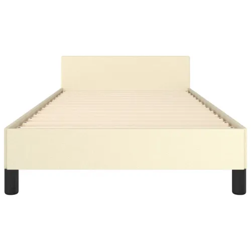 Okvir za krevet s uzglavljem krem 100x200 cm od umjetne kože - Krema 100 x 200 cm gumbi Krema Cijena