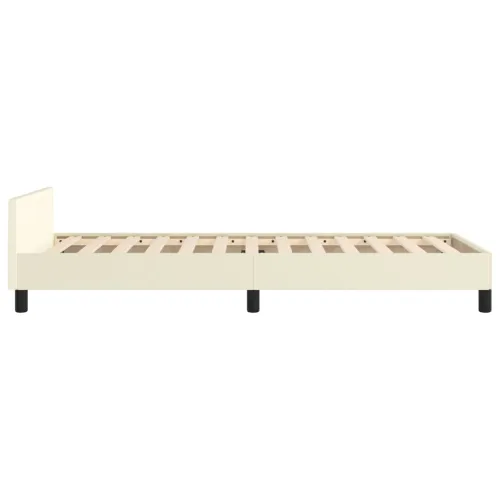 Okvir za krevet s uzglavljem krem 100x200 cm od umjetne kože - Krema 100 x 200 cm gumbi Krema Cijena