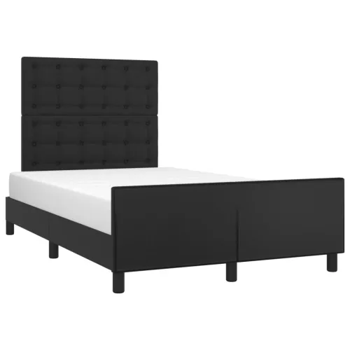 Okvir za krevet s uzglavljem crni 120 x 200 cm od umjetne kože - Crna 120 x 200 cm gumbi Crna Cijena