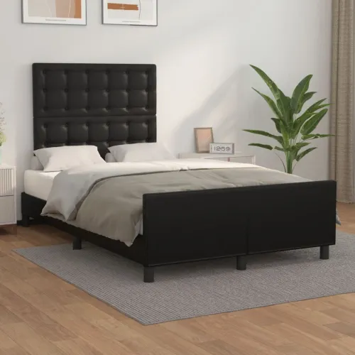 Okvir za krevet s uzglavljem crni 120 x 200 cm od umjetne kože - Crna 120 x 200 cm gumbi Crna Cijena