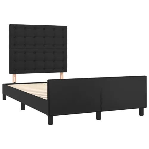 Okvir za krevet s uzglavljem crni 120 x 200 cm od umjetne kože - Crna 120 x 200 cm gumbi Crna Cijena