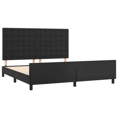 Okvir za krevet s uzglavljem crni 160x200 cm od umjetne kože - Crna 160 x 200 cm gumbi Crna Cijena