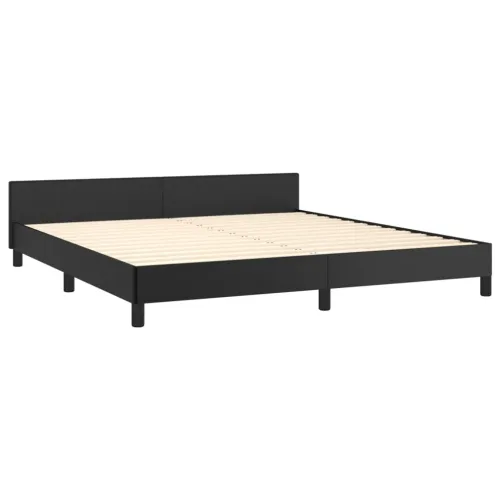 Okvir za krevet s uzglavljem crni 160x200 cm od umjetne kože - Crna 160 x 200 cm gumbi Crna Cijena