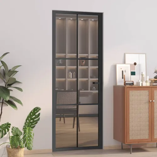 Unutarnja vrata 76 x 201,5 cm crna od ESG stakla i aluminija - Crna i tamnoprozirna 76 x 201.5 cm 1 Rešetke 3 x 2 Cijena