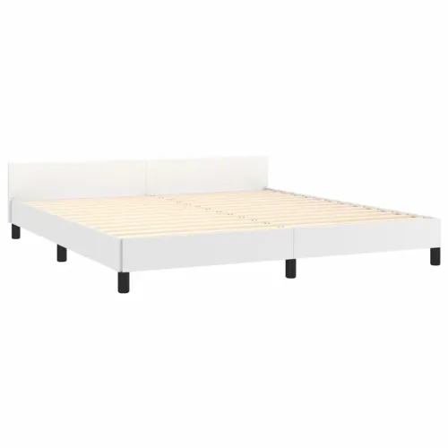 Okvir za krevet s uzglavljem bijeli 180x200 cm od umjetne kože - Bijela 180 x 200 cm gumbi Bijela Cijena
