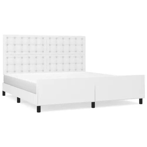 Okvir za krevet s uzglavljem bijeli 180x200 cm od umjetne kože - Bijela 180 x 200 cm gumbi Bijela Cijena
