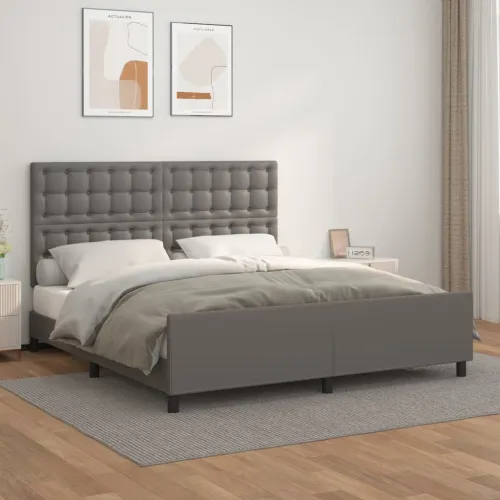 Okvir za krevet s uzglavljem sivi 180x200 cm od umjetne kože - Siva 180 x 200 cm gumbi Siva Cijena