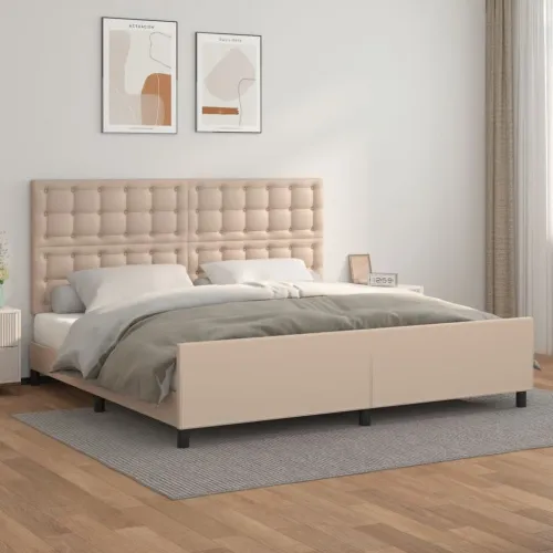 Okvir za krevet s uzglavljem cappuccina 200x200 cm umjetna koža - Boja cappuccina 200 x 200 cm gumbi Boja cappuccina Cijena