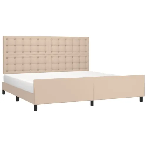 Okvir za krevet s uzglavljem cappuccina 200x200 cm umjetna koža - Boja cappuccina 200 x 200 cm gumbi Boja cappuccina Cijena