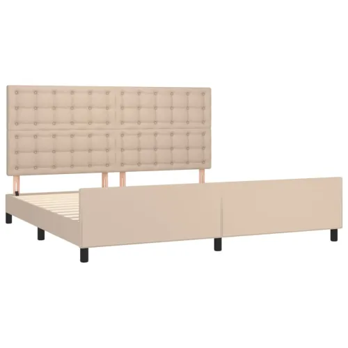 Okvir za krevet s uzglavljem cappuccina 200x200 cm umjetna koža - Boja cappuccina 200 x 200 cm gumbi Boja cappuccina Cijena