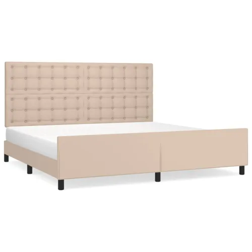 Okvir za krevet s uzglavljem cappuccina 200x200 cm umjetna koža - Boja cappuccina 200 x 200 cm gumbi Boja cappuccina Cijena