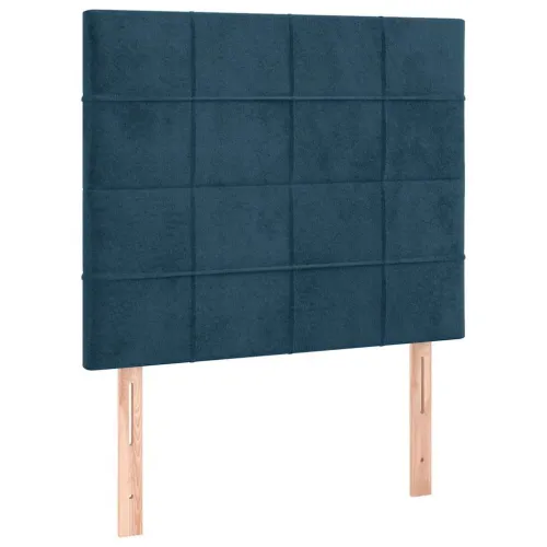Okvir za krevet bez madraca tamnoplavi 90x200 cm baršunasti - Tamno plava 90 x 200 cm Blok s kvadratima Tamno plava Cijena