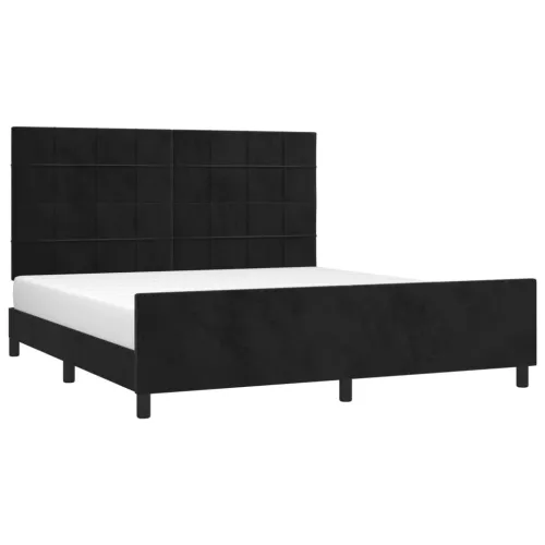Okvir za krevet s uzglavljem crni 180x200 cm baršunasti - Crna 180 x 200 cm Blok s kvadratima Crna Cijena