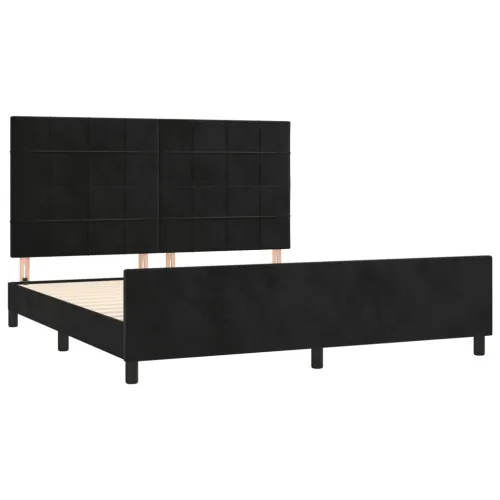 Okvir za krevet s uzglavljem crni 180x200 cm baršunasti - Crna 180 x 200 cm Blok s kvadratima Crna Cijena