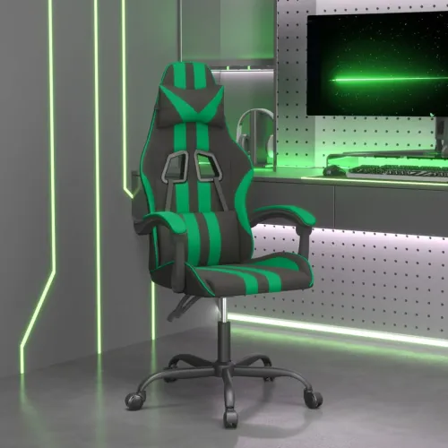 Gaming stolica crno-zelena od umjetne kože - Crna i zelena 1 Bez naslona za noge Crna i zelena Cijena
