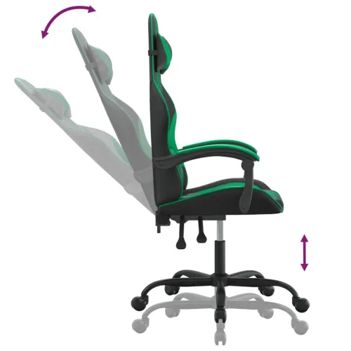 Gaming stolica crno-zelena od umjetne kože - Crna i zelena 1 Bez naslona za noge Crna i zelena Cijena