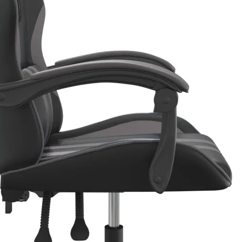 Gaming stolica crno-siva od umjetne kože - Crna i siva Bez naslona za noge Cijena