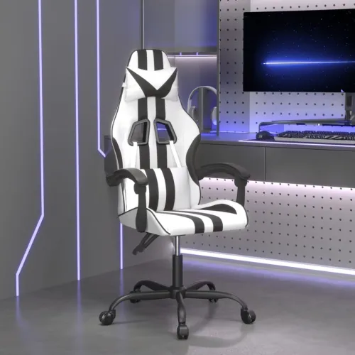 Gaming stolica bijelo-crna od umjetne kože - Bijela i crna 1 Bez naslona za noge Bijela i crna Cijena