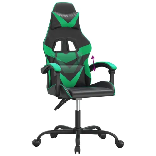 Gaming stolica crno-zelena od umjetne kože - Crna i zelena 1 Bez naslona za noge Crna i zelena Cijena