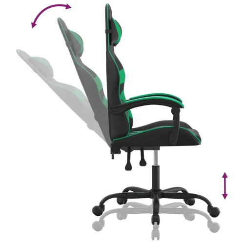 Gaming stolica crno-zelena od umjetne kože - Crna i zelena 1 Bez naslona za noge Crna i zelena Cijena