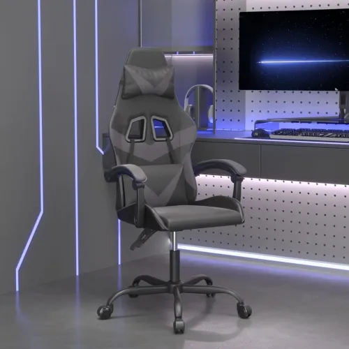 Gaming stolica crno-siva od umjetne kože - Crna i siva 1 Bez naslona za noge Crna i siva Cijena