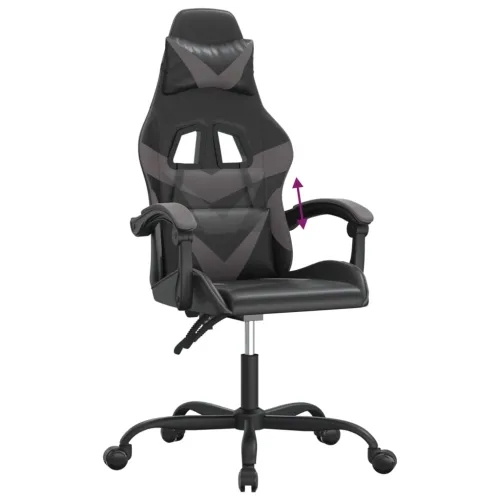 Gaming stolica crno-siva od umjetne kože - Crna i siva 1 Bez naslona za noge Crna i siva Cijena