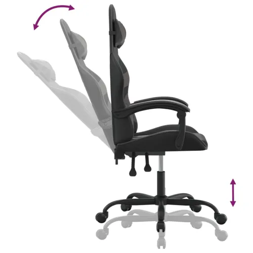 Gaming stolica crno-siva od umjetne kože - Crna i siva 1 Bez naslona za noge Crna i siva Cijena