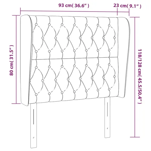 Uzglavlje s ušima plavo 93x23x118/128 cm od tkanine - Plava 93 x 23 x 118/128 cm 1 Plava Cijena