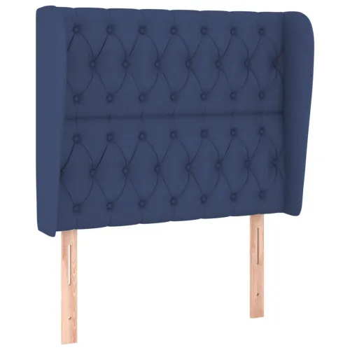 Uzglavlje s ušima plavo 93x23x118/128 cm od tkanine - Plava 93 x 23 x 118/128 cm 1 Plava Cijena