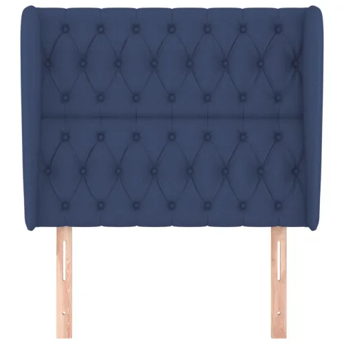 Uzglavlje s ušima plavo 93x23x118/128 cm od tkanine - Plava 93 x 23 x 118/128 cm 1 Plava Cijena