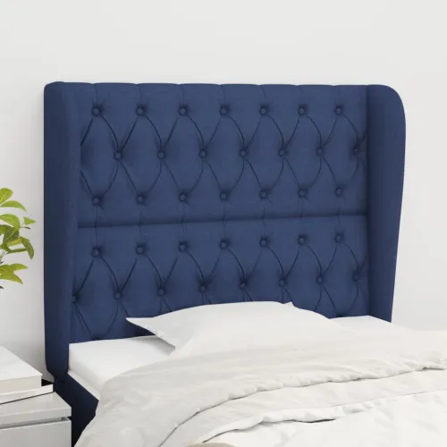 Uzglavlje s ušima plavo 93x23x118/128 cm od tkanine - Plava 93 x 23 x 118/128 cm 1 Plava Cijena