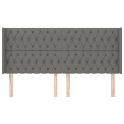 Uzglavlje s ušima tamnosivo 203x16x118/128 cm od tkanine - Tamno siva 203 x 16 x 118/128 cm Cijena