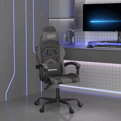 Gaming stolica crno-siva od umjetne kože - Crna i siva Bez naslona za noge Cijena