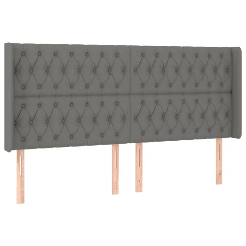 Uzglavlje s ušima tamnosivo 183x16x118/128 cm od tkanine - Tamno siva 183 x 16 x 118/128 cm Cijena