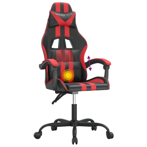 Okretna Gaming stolica crno-crvena od umjetne kože - Crna i crvena Bez naslona za noge Cijena
