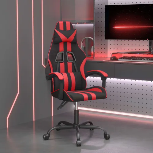 Okretna Gaming stolica crno-crvena od umjetne kože - Crna i crvena Bez naslona za noge Cijena