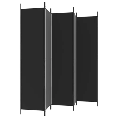 Paravan - Sobna pregrada s 5 panela crna 250 x 220 cm od tkanine - Crna 250 x 220 cm Cijena
