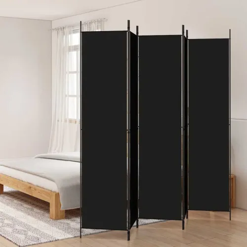 Paravan - Sobna pregrada s 5 panela crna 250 x 220 cm od tkanine - Crna 250 x 220 cm 1 1 Cijena