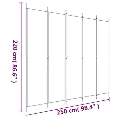 Paravan - Sobna pregrada s 5 panela crna 250 x 220 cm od tkanine - Crna 250 x 220 cm Cijena