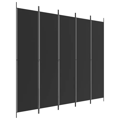 Paravan - Sobna pregrada s 5 panela crna 250 x 220 cm od tkanine - Crna 250 x 220 cm 1 1 Cijena