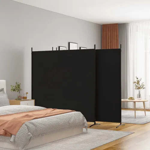 Paravan - Sobna pregrada s 4 panela crna 698 x 180 cm od tkanine - Crna 698 x 180 cm 1 1 Cijena