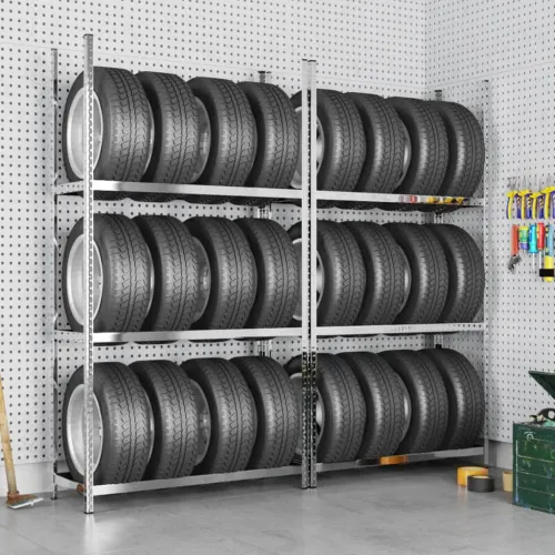 Stalci za gume s 3 razine 2 kom srebrni 110x40x200 cm čelični - Srebrno 110 x 40 x 200 cm 2 1 Cijena