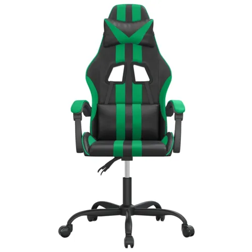 Okretna Gaming stolica crno-zelena od umjetne kože - Crna i zelena Bez naslona za noge Cijena