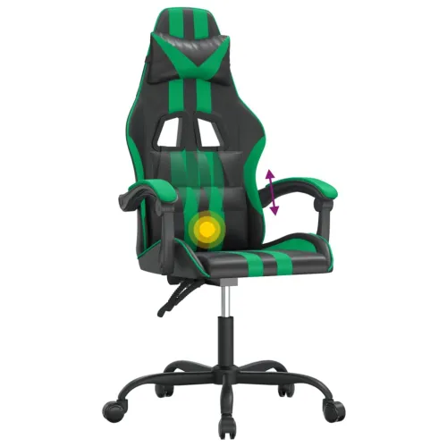 Okretna Gaming stolica crno-zelena od umjetne kože - Crna i zelena Bez naslona za noge Cijena