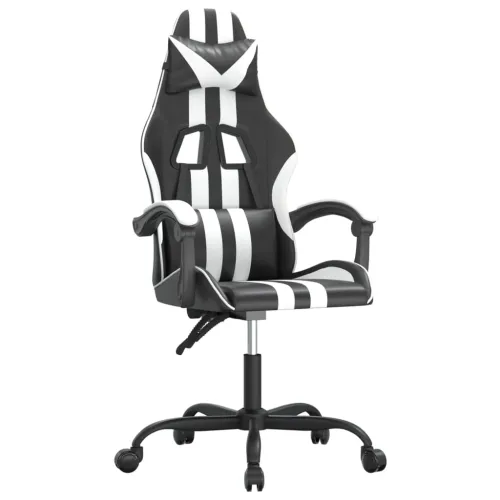 Okretna Gaming stolica od umjetne kože crno-bijela - Crno-bijelo Bez naslona za noge Cijena