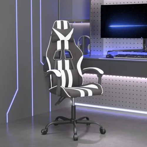 Okretna Gaming stolica od umjetne kože crno-bijela - Crno-bijelo Bez naslona za noge Cijena