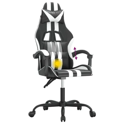 Okretna Gaming stolica od umjetne kože crno-bijela - Crno-bijelo Bez naslona za noge Cijena