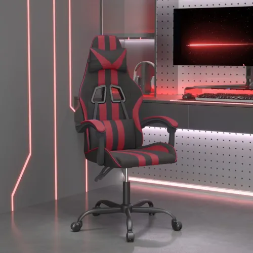 Okretna Gaming stolica crna i crvena boja vina od umjetne kože - Crna i crvena boja vina Bez naslona za noge Cijena