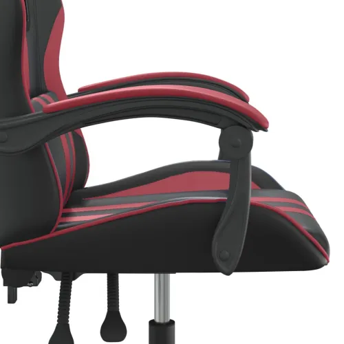 Okretna Gaming stolica crna i crvena boja vina od umjetne kože - Crna i crvena boja vina Bez naslona za noge Cijena