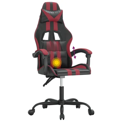 Okretna Gaming stolica crna i crvena boja vina od umjetne kože - Crna i crvena boja vina Bez naslona za noge Cijena